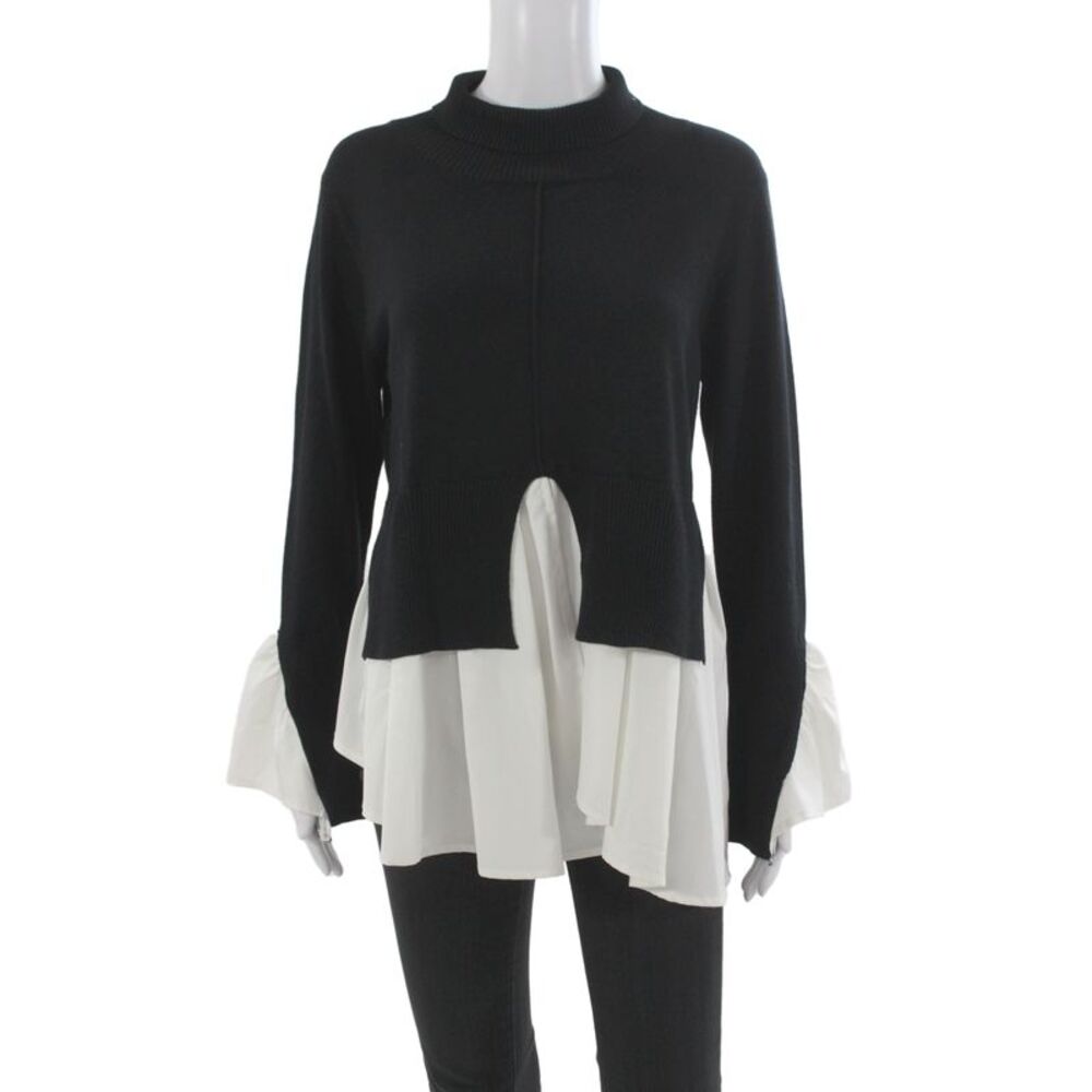 Avantlook Unisex Pullover Sweater Black Mock Neck Long Sleeve Size M